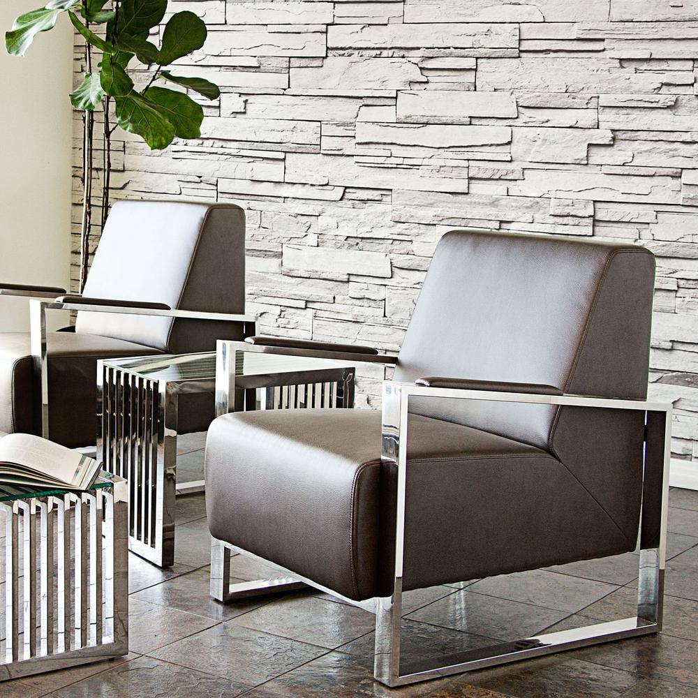 Century Accent Chair w/ Stainless Steel Frame by Diamond Sofa - Elephant Grey. Picture 8