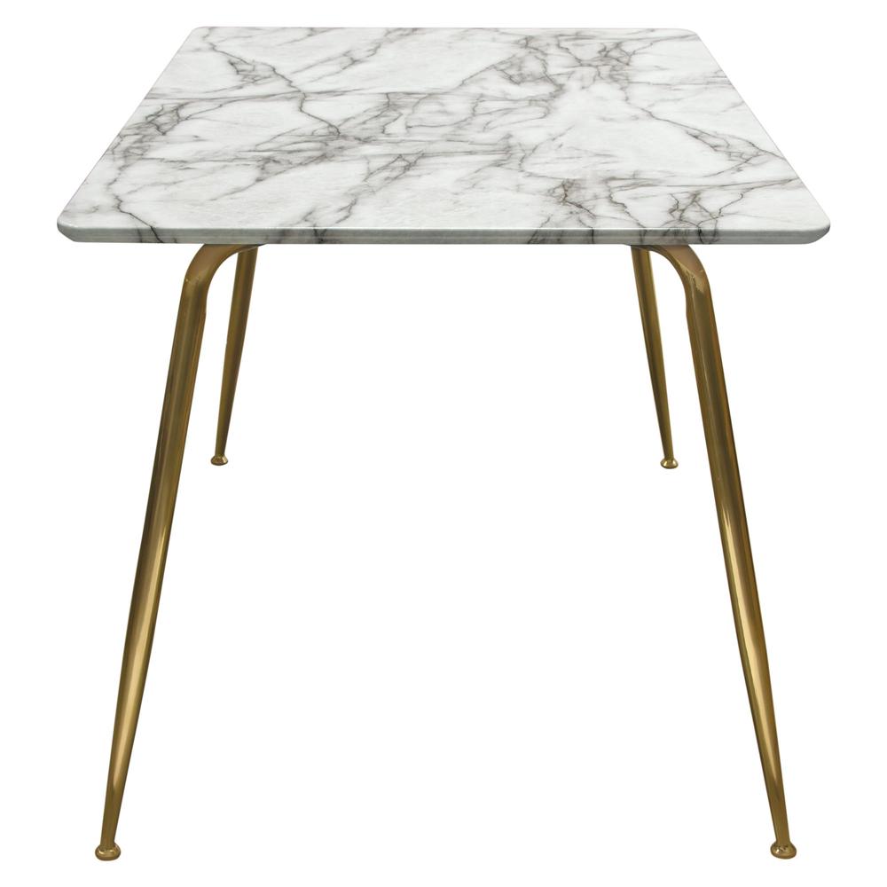 Chance Faux Marble Top Rectangular Dining Table w/ Brushed ...