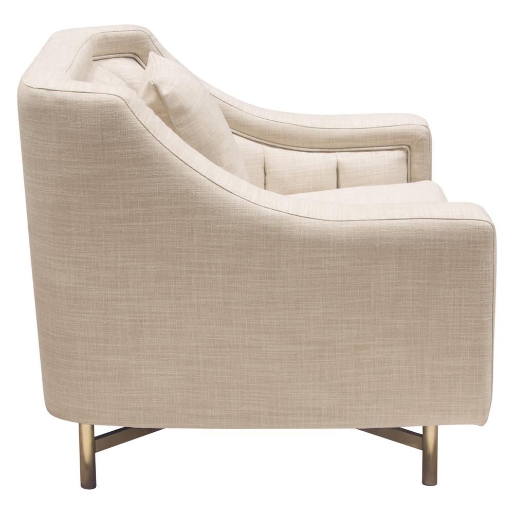 Croft Fabric Chair in Sand Linen Fabric w/ Accent Pillow and Gold Metal Criss-Cross Frame by Diamond Sofa. Picture 23