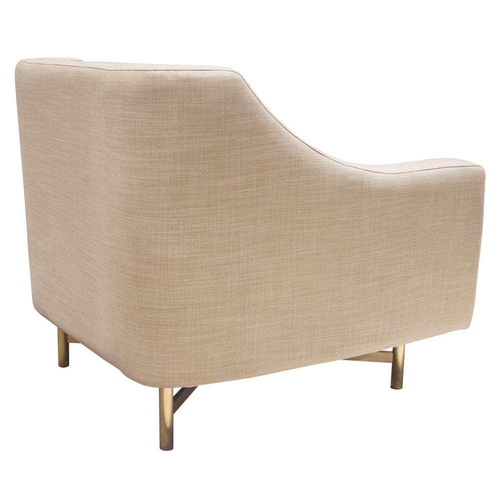 Croft Fabric Chair in Sand Linen Fabric w/ Accent Pillow and Gold Metal Criss-Cross Frame by Diamond Sofa. Picture 18