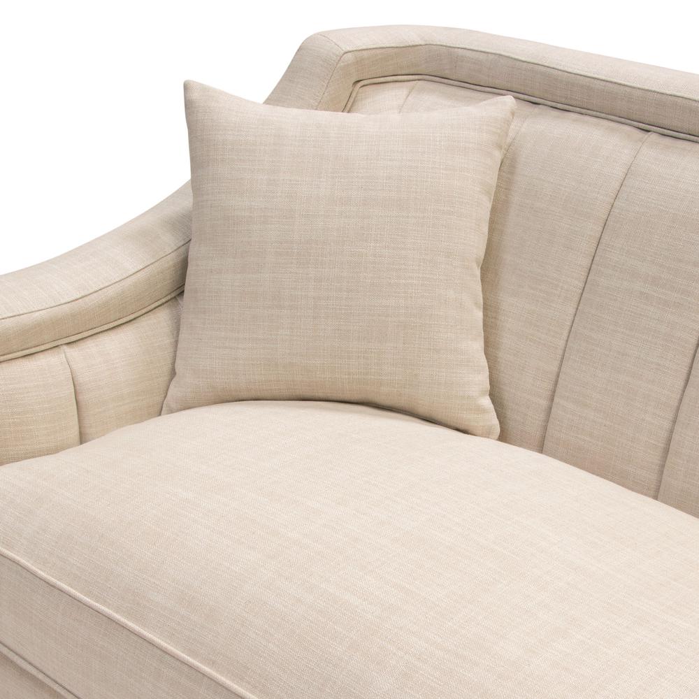 Croft Fabric Sofa in Sand Linen Fabric w/ Accent Pillows and Gold Metal Criss-Cross Frame by Diamond Sofa. Picture 25