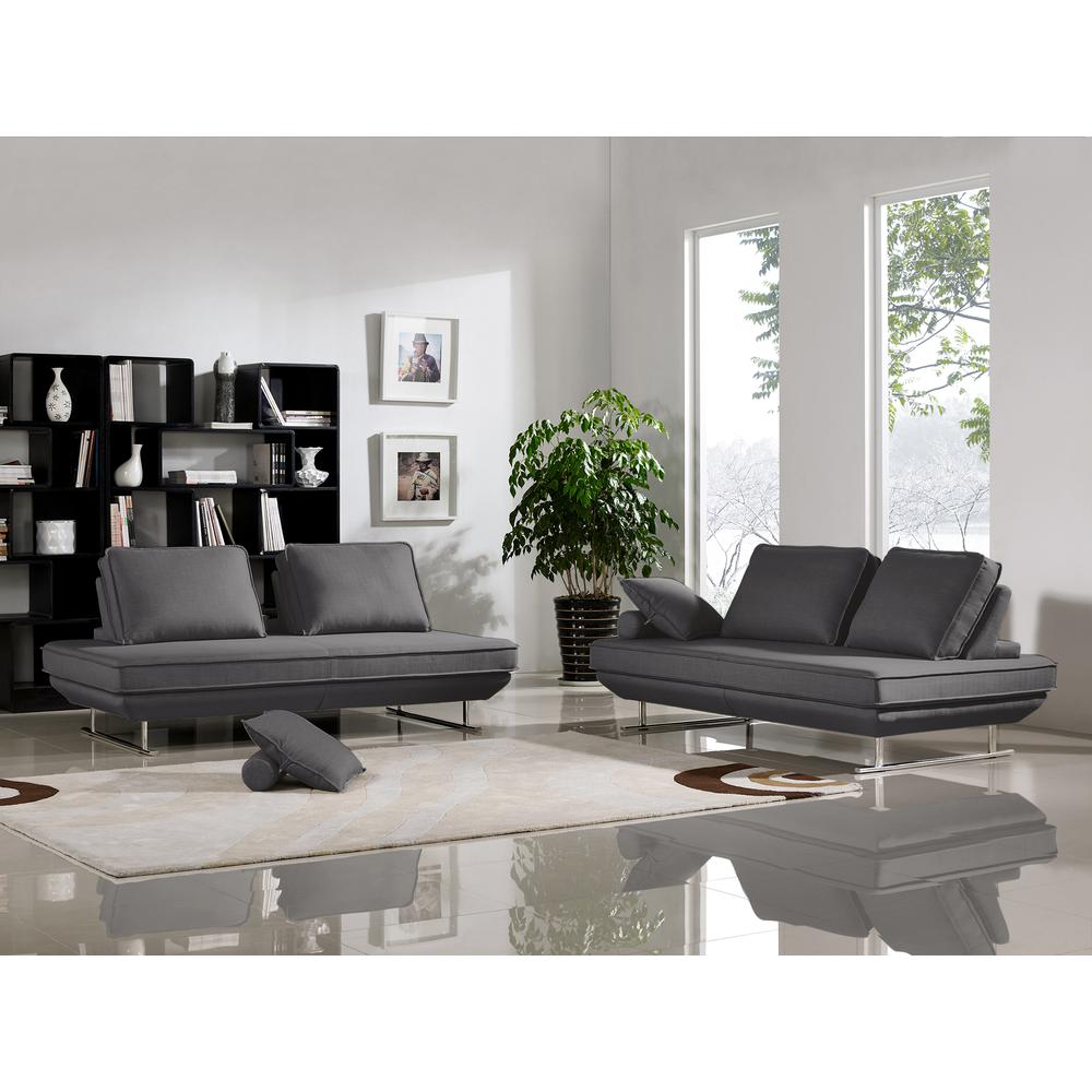 Dolce 2PC Lounge Seating Platforms with Moveable Backrest Supports by Diamond Sofa - Grey Fabric. Picture 32