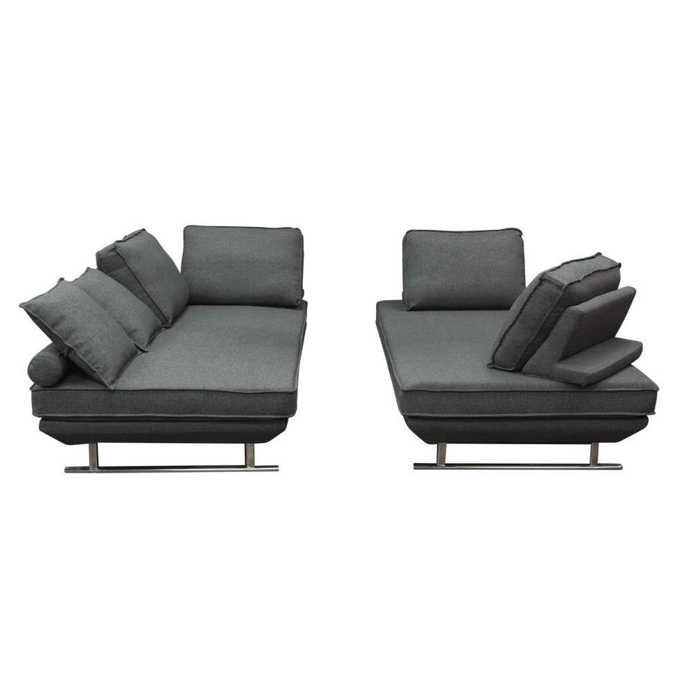 Dolce 2PC Lounge Seating Platforms with Moveable Backrest Supports by Diamond Sofa - Grey Fabric. Picture 27