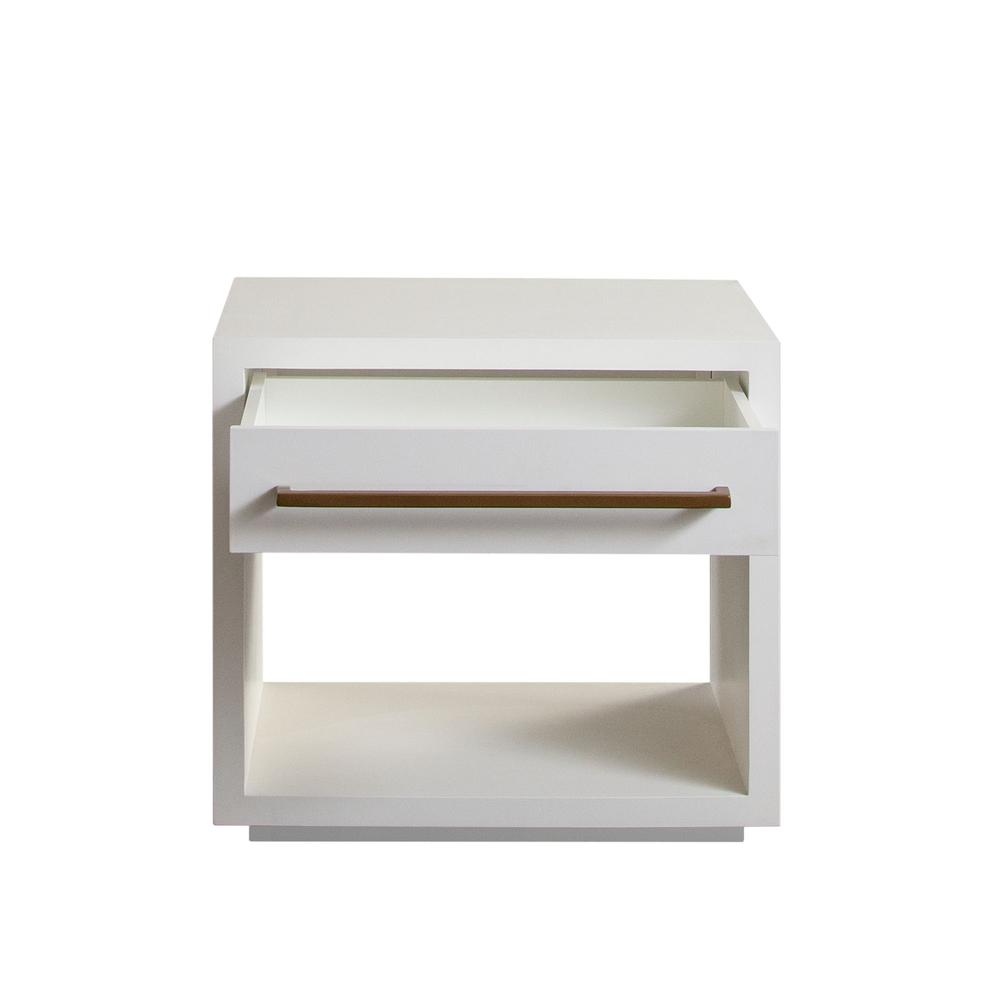 Encore Solid Mango Wood 1-Drawer End Table in White Finish by Diamond Sofa. Picture 1