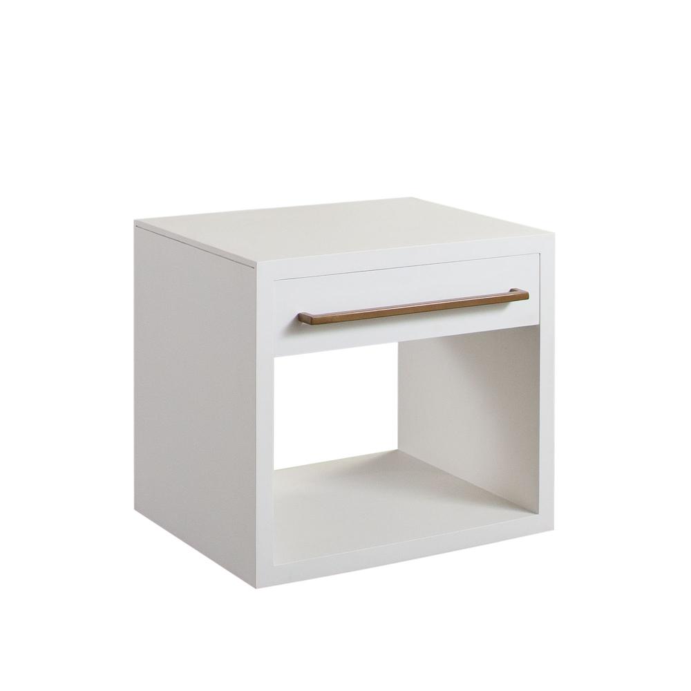 Encore Solid Mango Wood 1-Drawer End Table in White Finish by Diamond Sofa. Picture 15