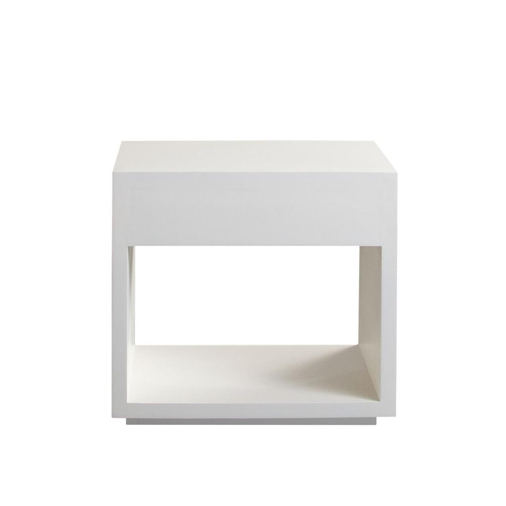 Encore Solid Mango Wood 1-Drawer End Table in White Finish by Diamond Sofa. Picture 14