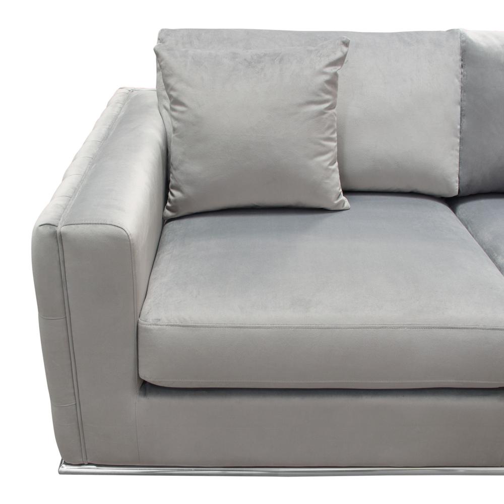 Envy Loveseat in Platinum Grey Velvet with Tufted Outside Detail and Silver Metal Trim by Diamond Sofa. Picture 15