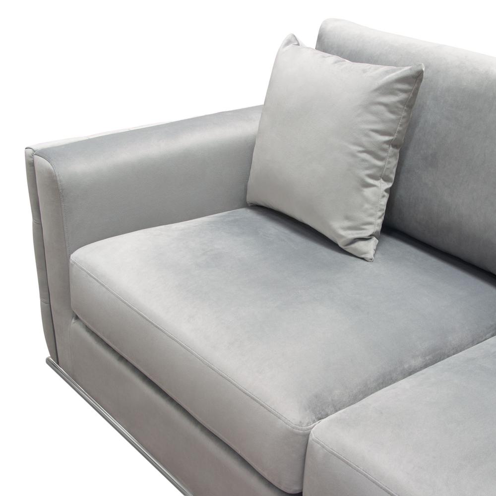 Envy Loveseat in Platinum Grey Velvet with Tufted Outside Detail and Silver Metal Trim by Diamond Sofa. Picture 21