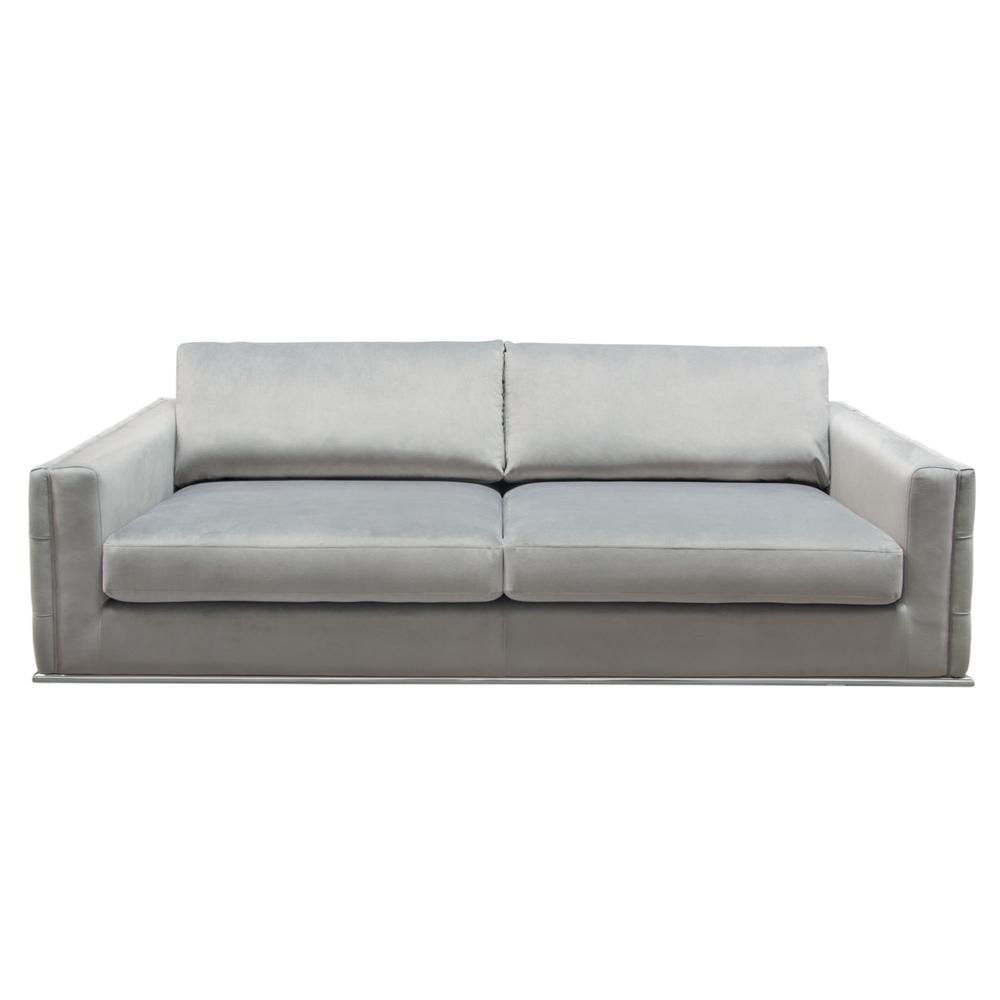Envy Sofa in Platinum Grey Velvet with Tufted Outside Detail and Silver Metal Trim by Diamond Sofa. Picture 19
