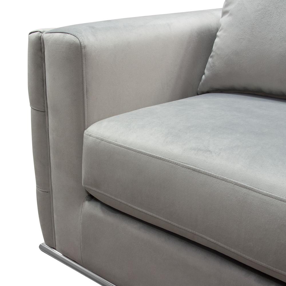 Envy Sofa in Platinum Grey Velvet with Tufted Outside Detail and Silver Metal Trim by Diamond Sofa. Picture 17