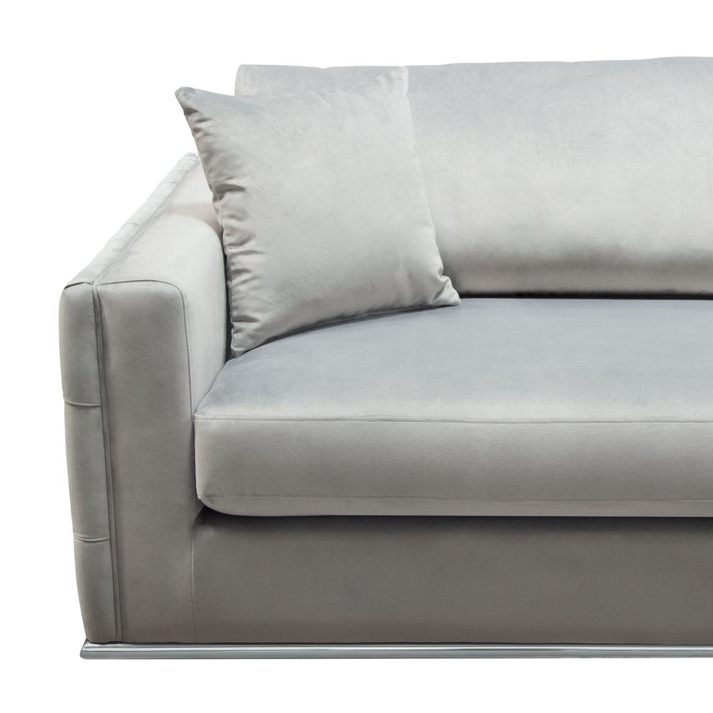Envy Sofa in Platinum Grey Velvet with Tufted Outside Detail and Silver Metal Trim by Diamond Sofa. Picture 16