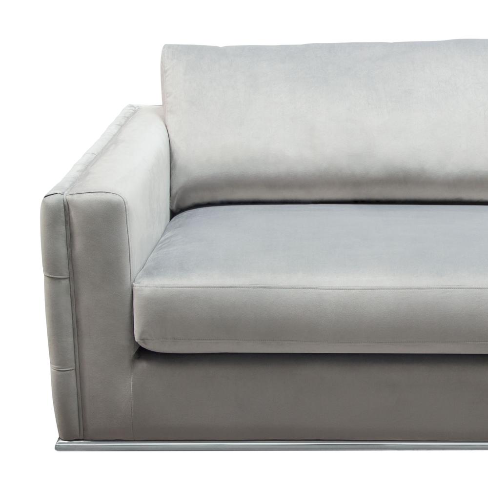 Envy Sofa in Platinum Grey Velvet with Tufted Outside Detail and Silver Metal Trim by Diamond Sofa. Picture 21