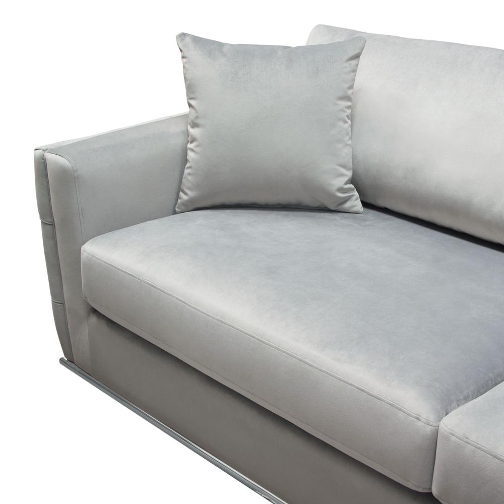 Envy Sofa in Platinum Grey Velvet with Tufted Outside Detail and Silver Metal Trim by Diamond Sofa. Picture 25