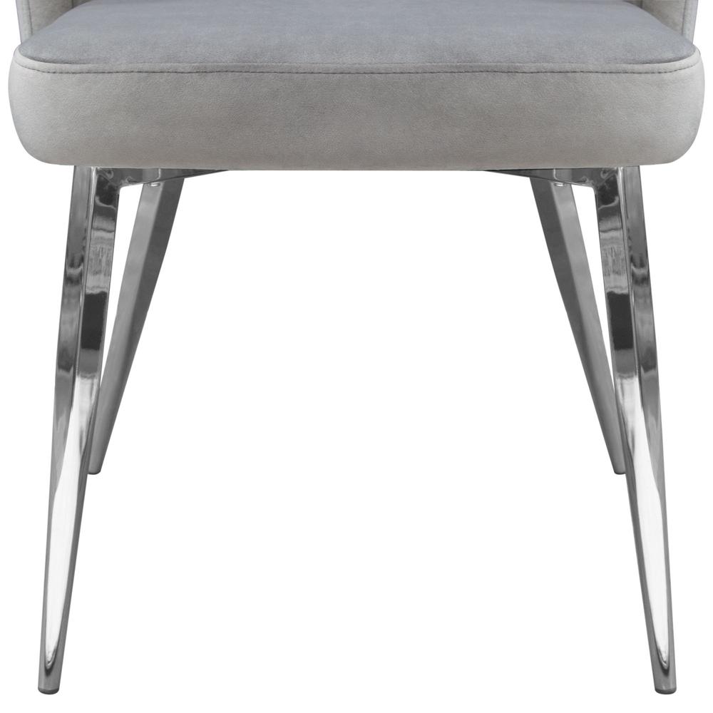 Grace Set of (2) Dining Chairs in Grey Velvet w/ Chrome Legs. Picture 23