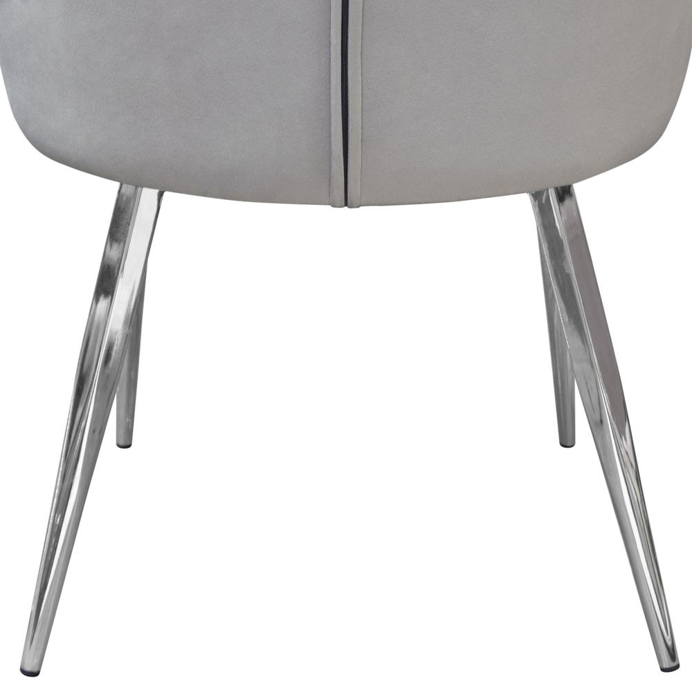 Grace Set of (2) Dining Chairs in Grey Velvet w/ Chrome Legs. Picture 30