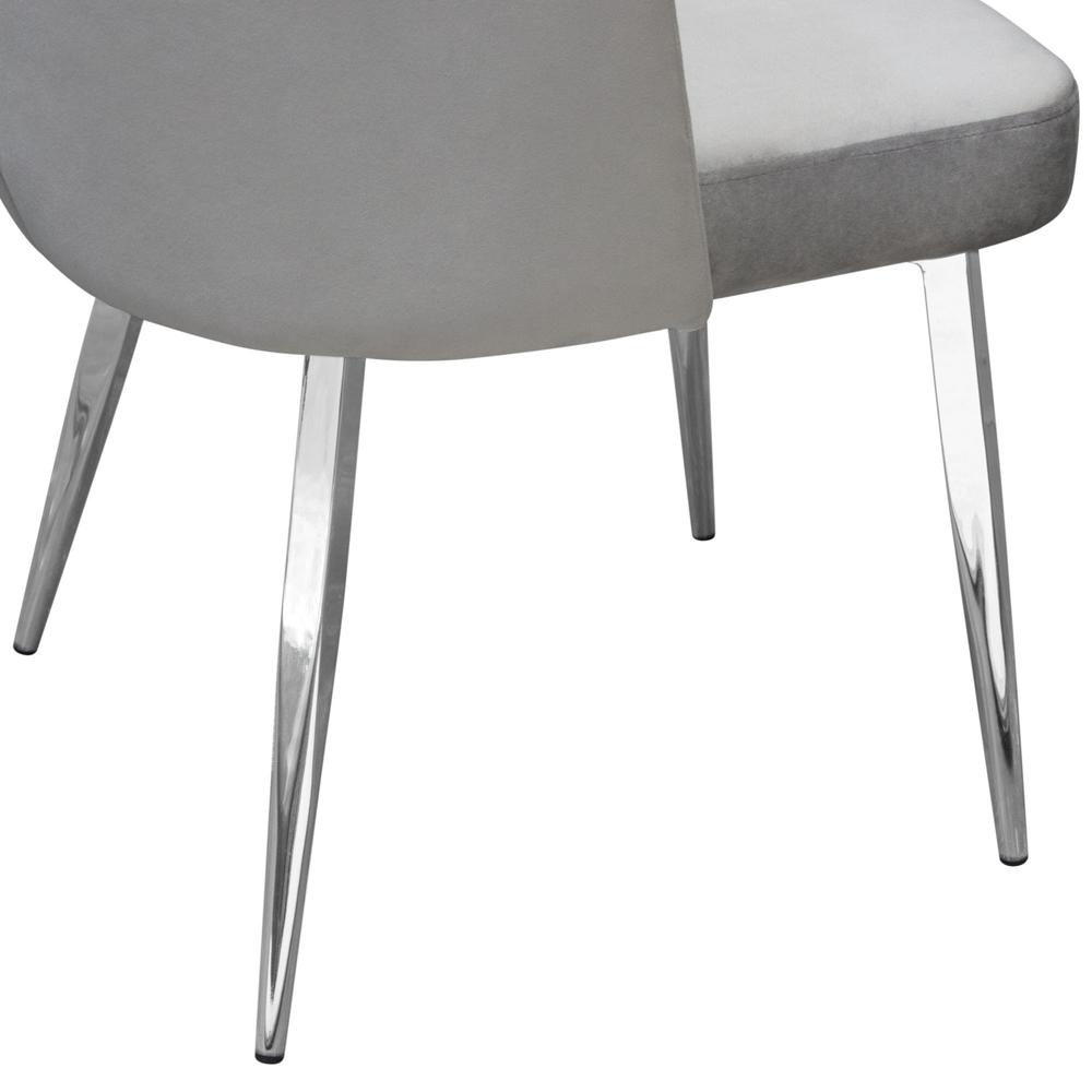 Grace Set of (2) Dining Chairs in Grey Velvet w/ Chrome Legs. Picture 26