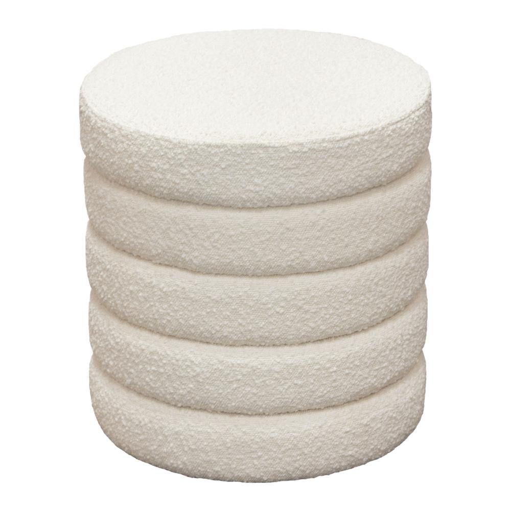 Helix Round Accent Ottoman in Ivory Boucle fabric by Diamond Sofa. Picture 12