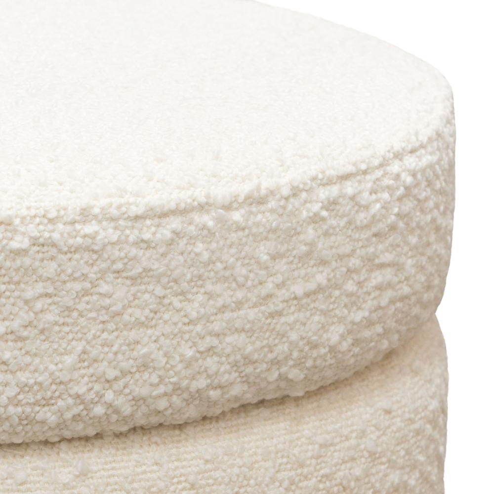 Helix Round Accent Ottoman in Ivory Boucle fabric by Diamond Sofa. Picture 11