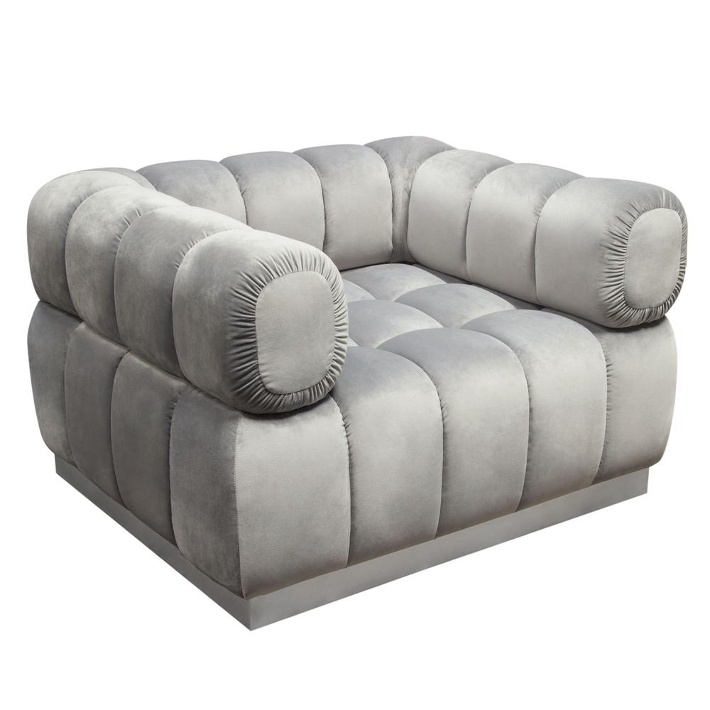 Image Low Profile Chair in Platinum Grey Velvet w/ Brushed Silver Base by Diamond Sofa. Picture 15