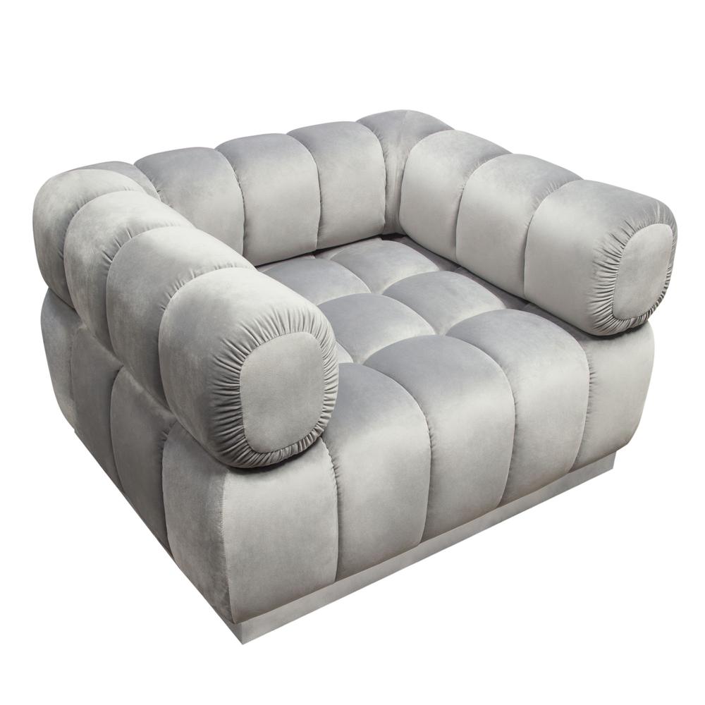 Image Low Profile Chair in Platinum Grey Velvet w/ Brushed Silver Base by Diamond Sofa. Picture 17