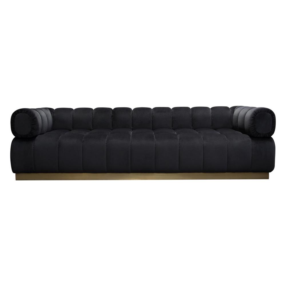 Image Low Profile Sofa in Black Velvet w/ Brushed Gold Base by Diamond Sofa. Picture 17