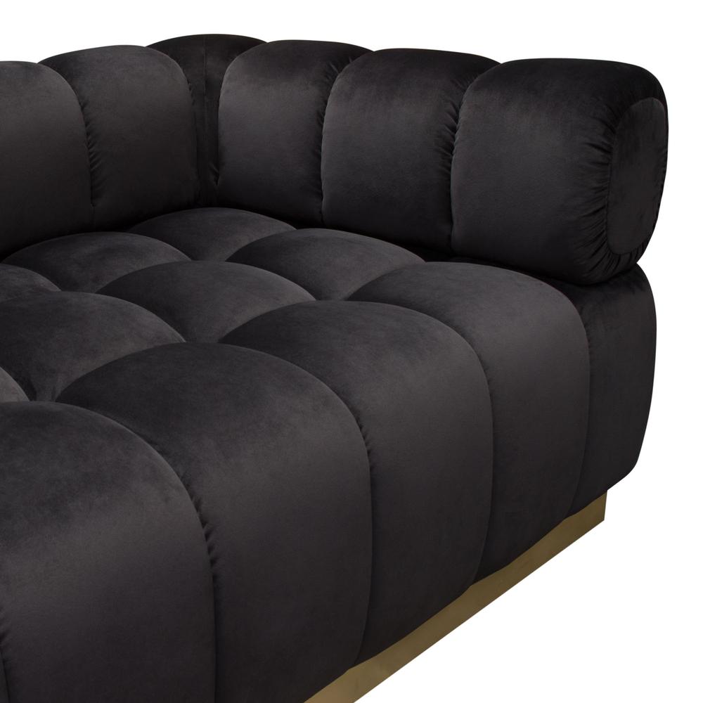 Image Low Profile Sofa in Black Velvet w/ Brushed Gold Base by Diamond Sofa. Picture 16