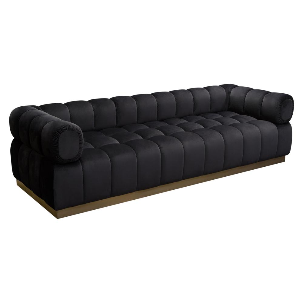 Image Low Profile Sofa in Black Velvet w/ Brushed Gold Base by Diamond Sofa. Picture 15