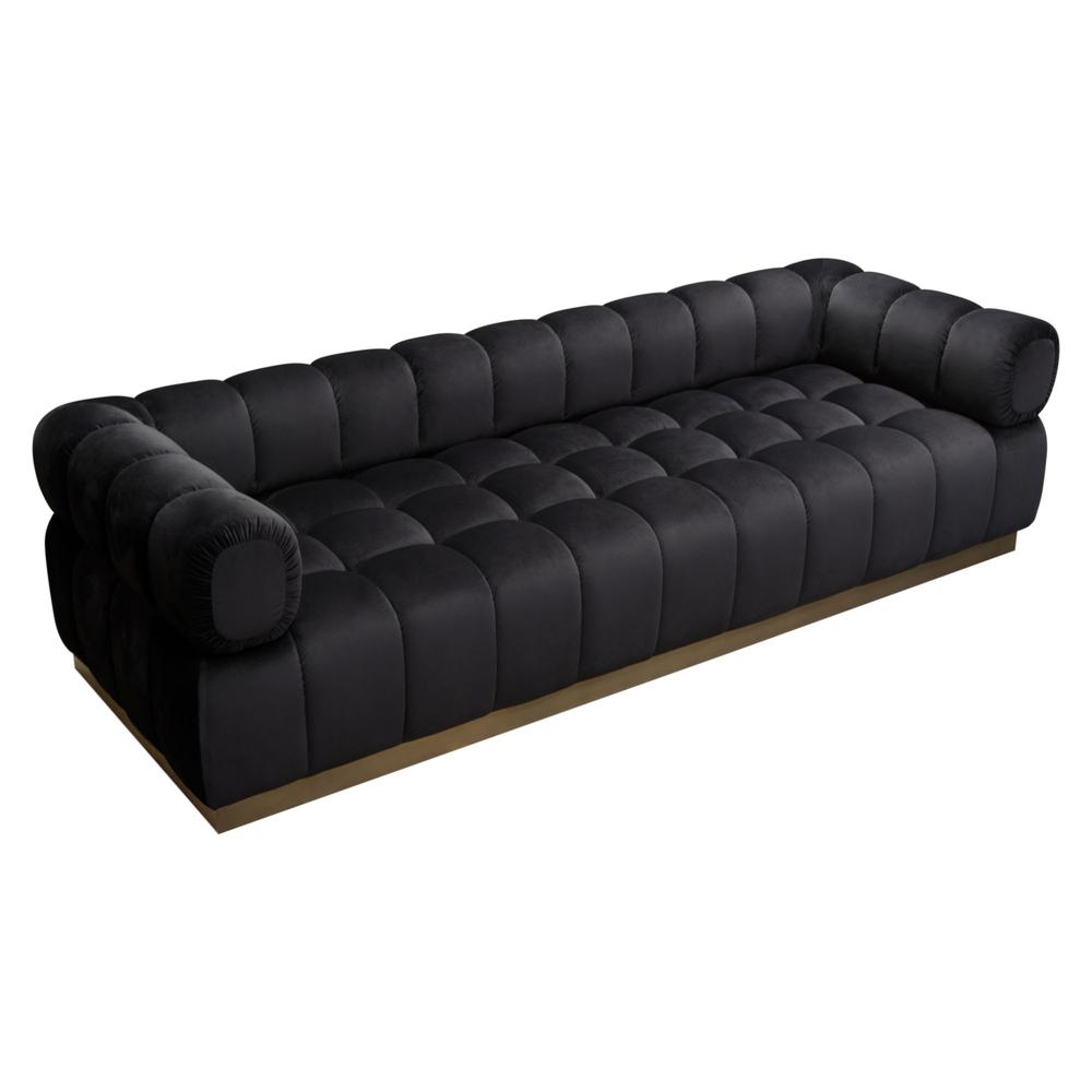 Image Low Profile Sofa in Black Velvet w/ Brushed Gold Base by Diamond Sofa. Picture 19