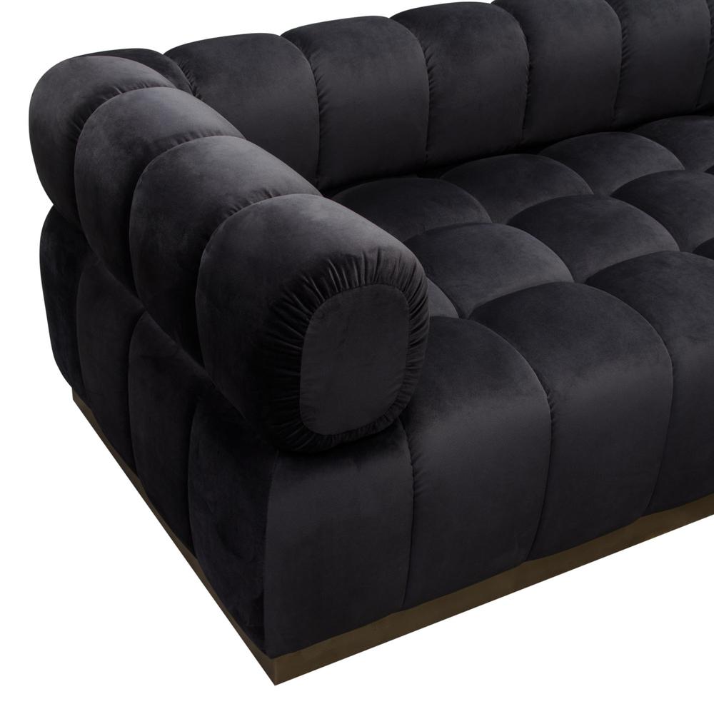 Image Low Profile Sofa in Black Velvet w/ Brushed Gold Base by Diamond Sofa. Picture 18