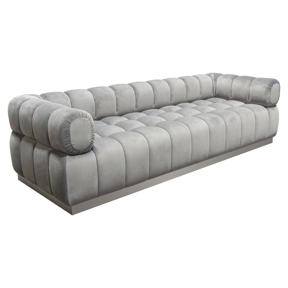 Image Low Profile Sofa in Platinum Grey Velvet w/ Brushed Silver Base by Diamond Sofa. Picture 14