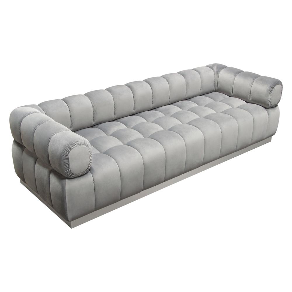 Image Low Profile Sofa in Platinum Grey Velvet w/ Brushed Silver Base by Diamond Sofa. Picture 20