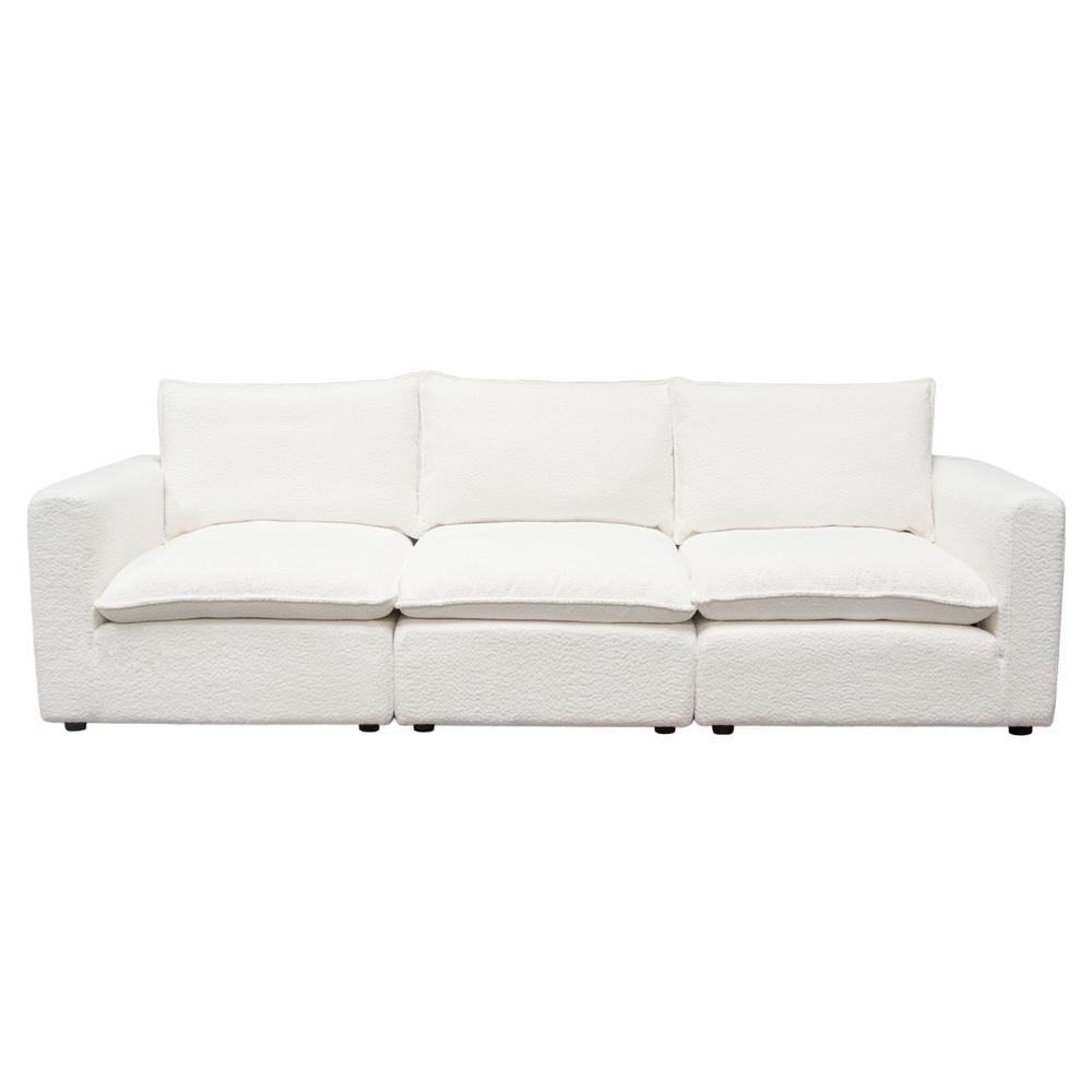 Ivy 3-Piece Modular Sofa in White Faux Shearling by Diamond Sofa. Picture 1