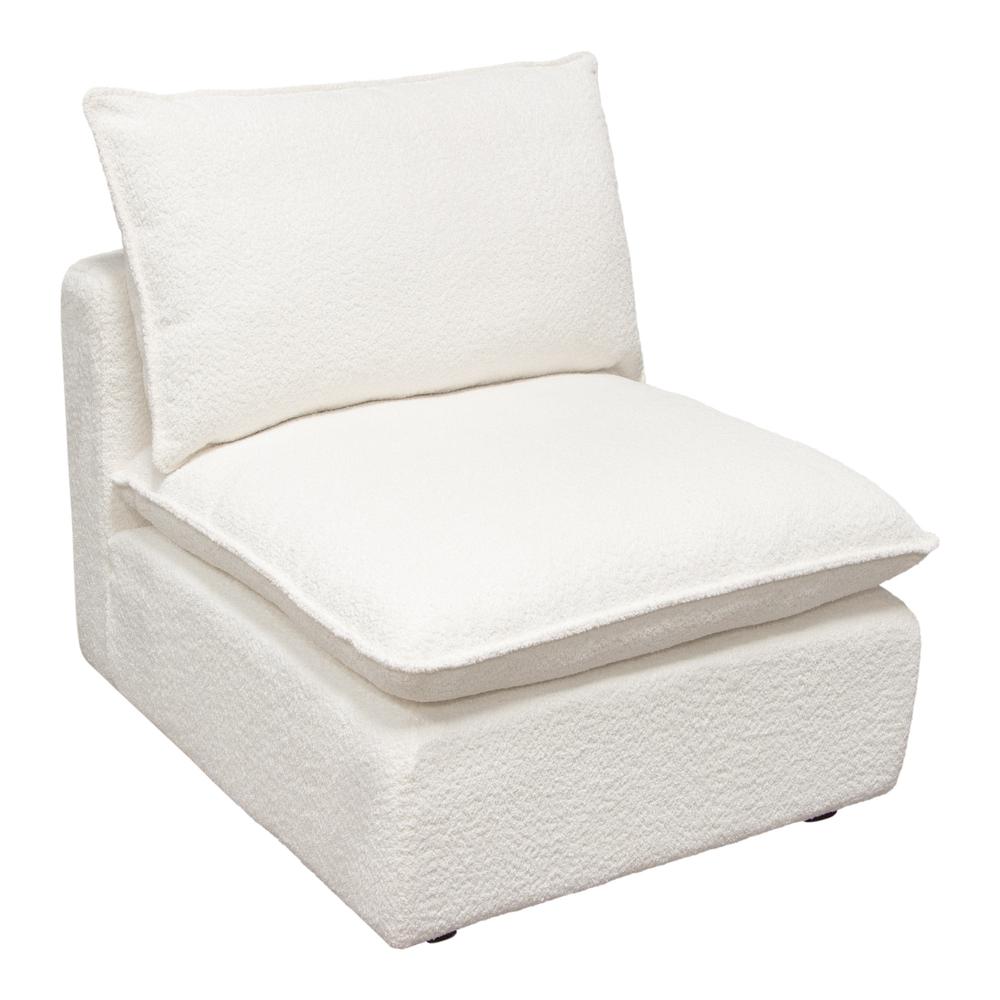 Ivy Armless Chair in White Faux Shearling by Diamond Sofa. Picture 1