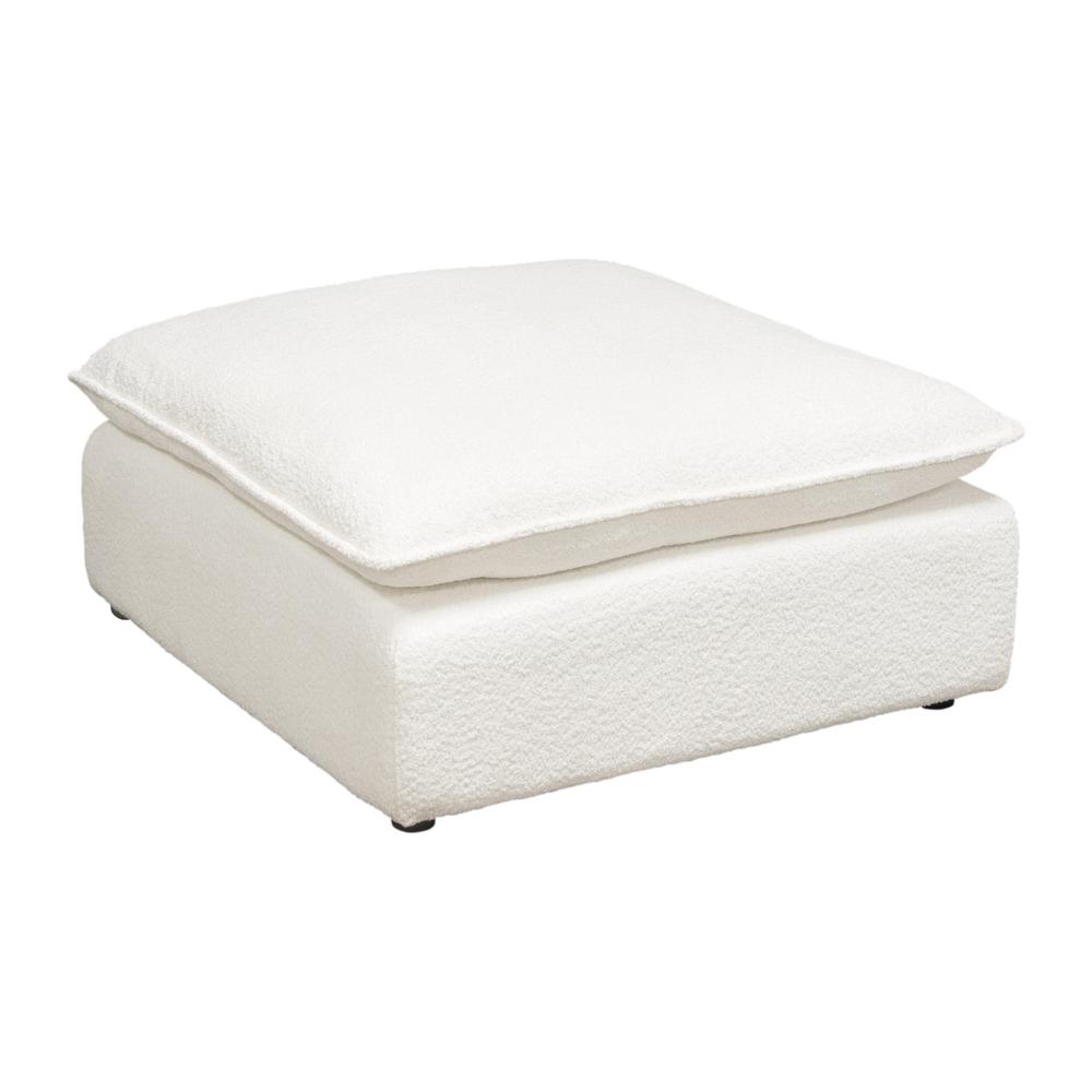 Ivy Square Ottoman in White Faux Shearling by Diamond Sofa. Picture 1