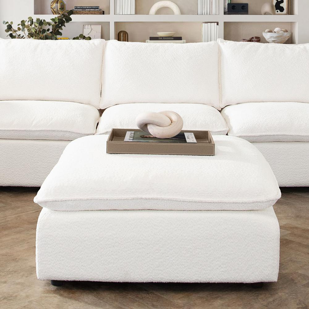 Ivy Square Ottoman in White Faux Shearling by Diamond Sofa. Picture 13