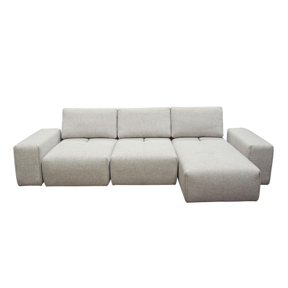 Modular 3-Seater Chaise Sectional, Adjustable Backrests in Light Brown Fabric. Picture 24