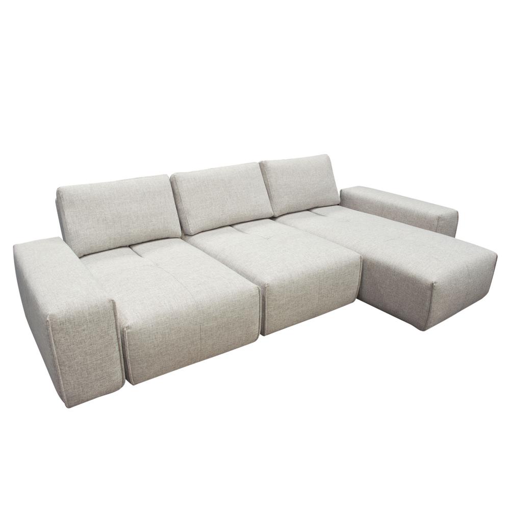 Modular 3-Seater Chaise Sectional, Adjustable Backrests in Light Brown Fabric. Picture 20