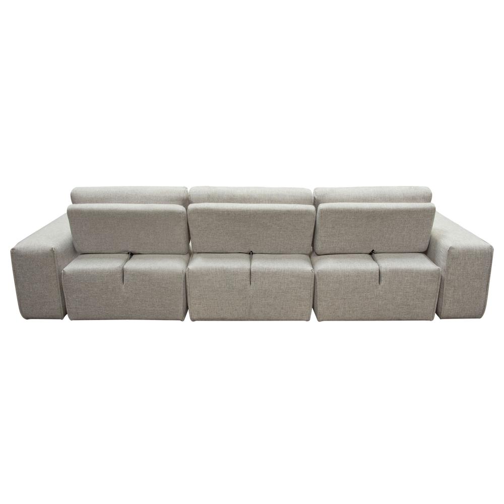 Modular 3-Seater Chaise Sectional, Adjustable Backrests in Light Brown Fabric. Picture 21