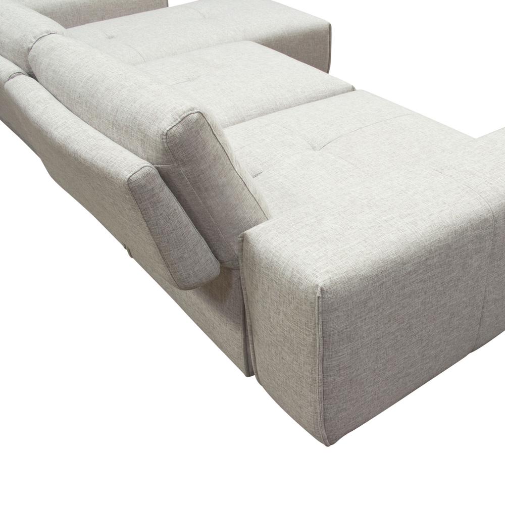 Modular 3-Seater Chaise Sectional, Adjustable Backrests in Light Brown Fabric. Picture 16