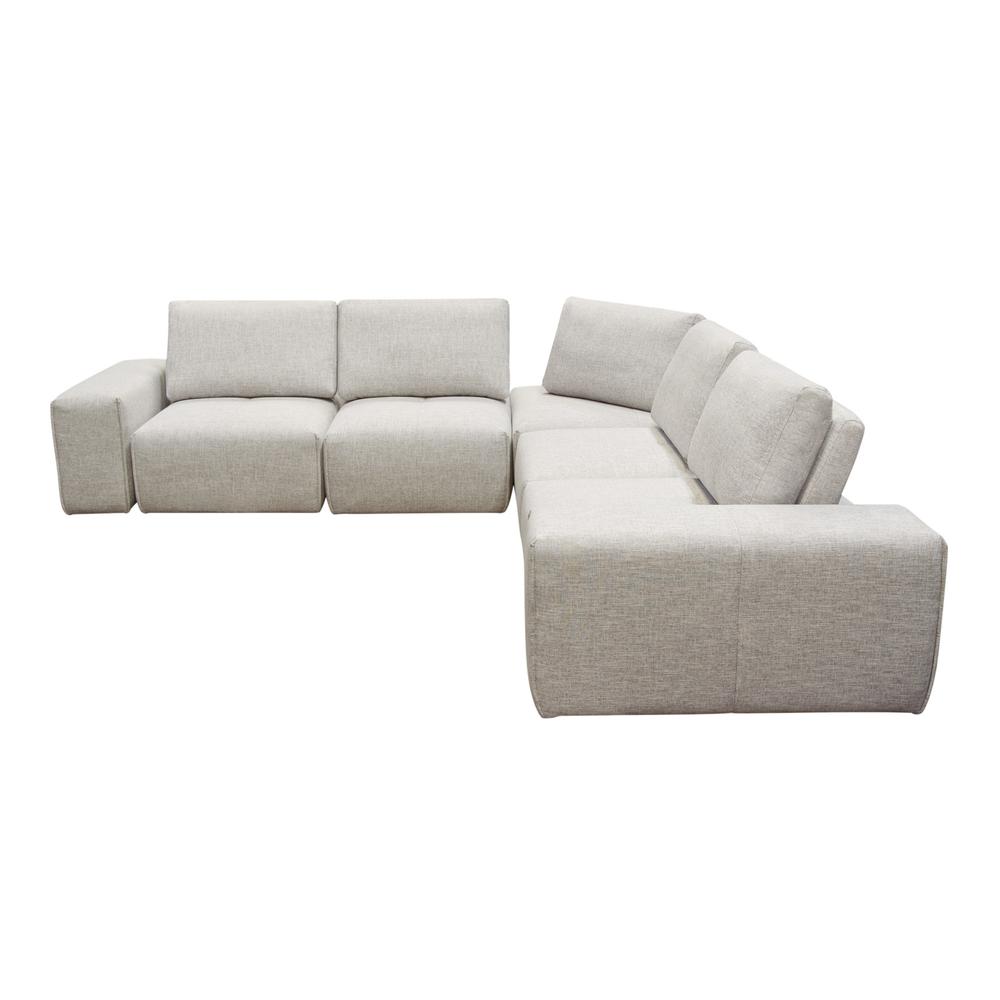 Modular 5-Seater Corner Sectional, Adjustable Backrests in Light Brown Fabric. Picture 1