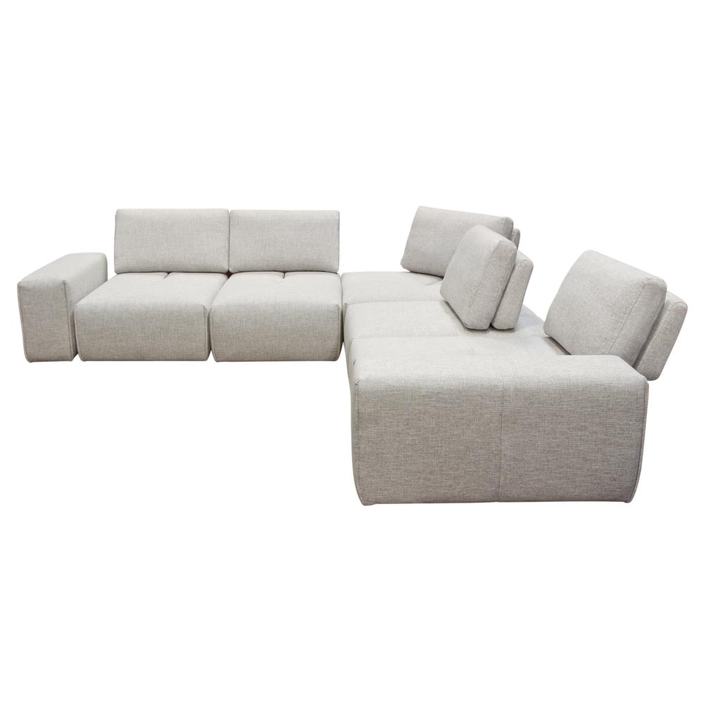 Modular 5-Seater Corner Sectional, Adjustable Backrests in Light Brown Fabric. Picture 26