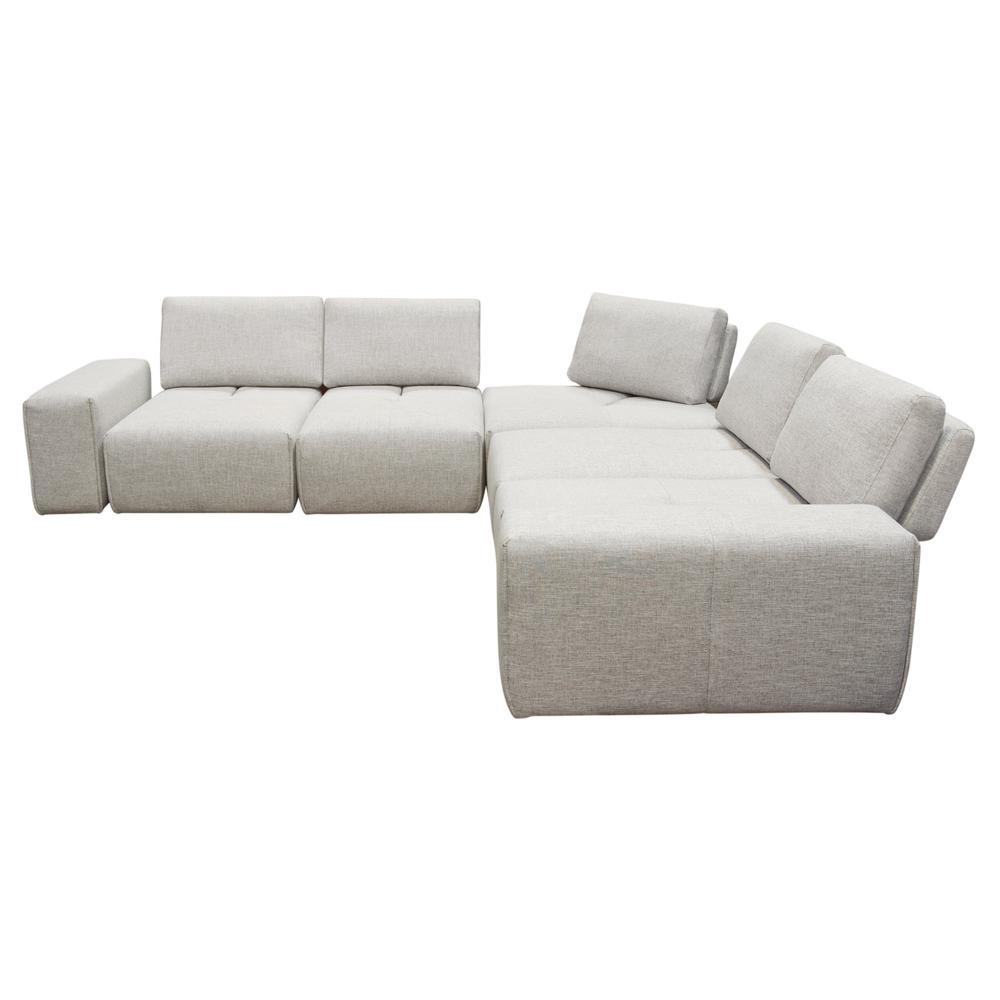 Modular 5-Seater Corner Sectional, Adjustable Backrests in Light Brown Fabric. Picture 17