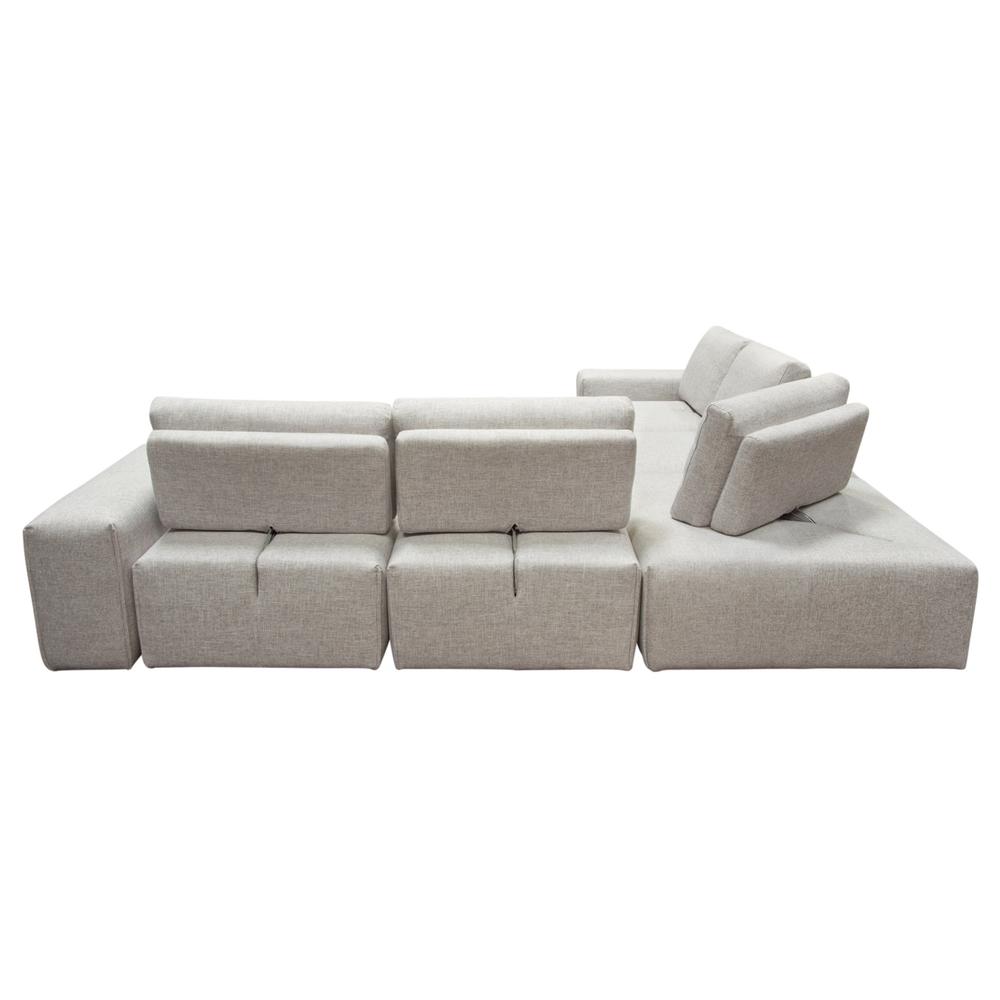 Modular 5-Seater Corner Sectional, Adjustable Backrests in Light Brown Fabric. Picture 19