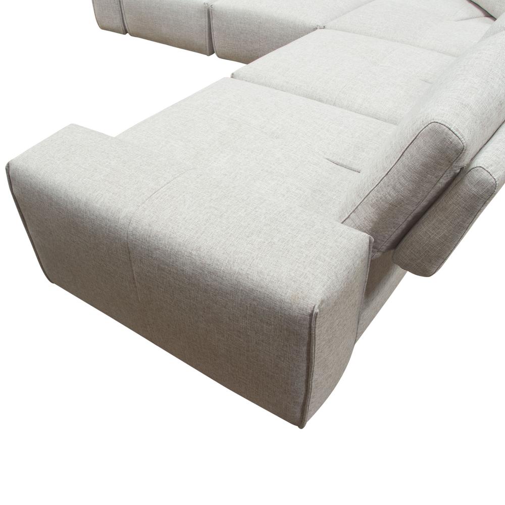 Modular 5-Seater Corner Sectional, Adjustable Backrests in Light Brown Fabric. Picture 22