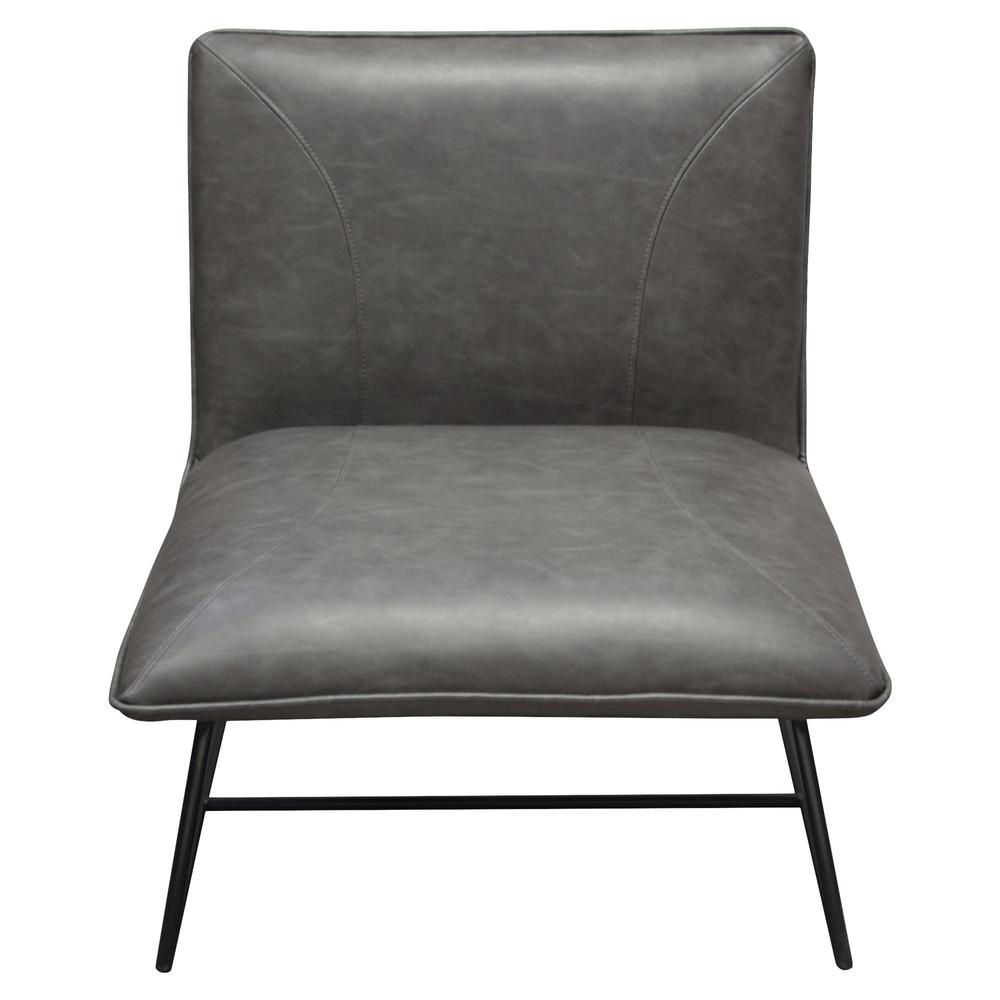 Jordan Armless Accent Chair in Grey Leatherette with Black Metal Base. Picture 19