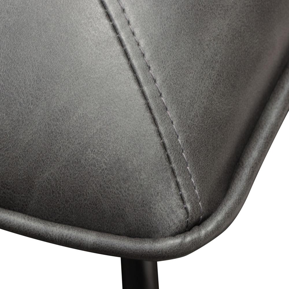 Jordan Armless Accent Chair in Grey Leatherette with Black Metal Base. Picture 28