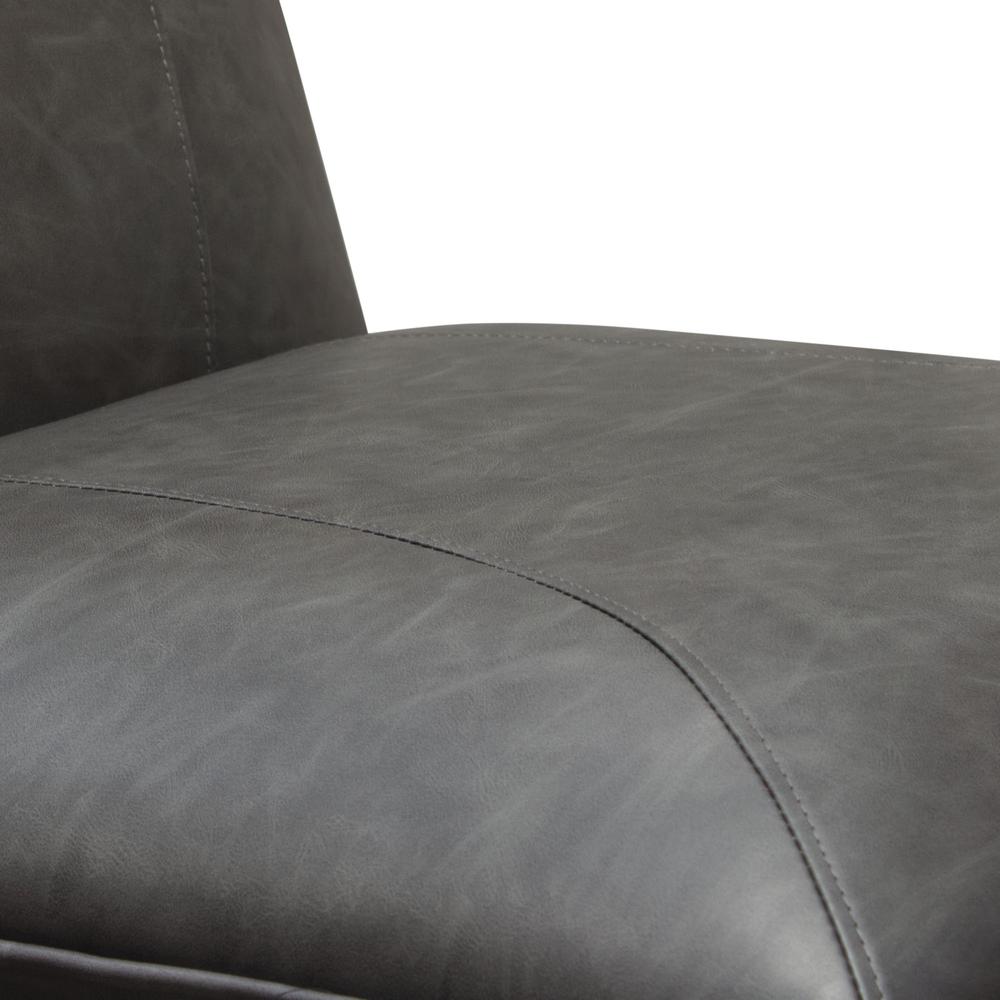 Jordan Armless Accent Chair in Grey Leatherette with Black Metal Base. Picture 26