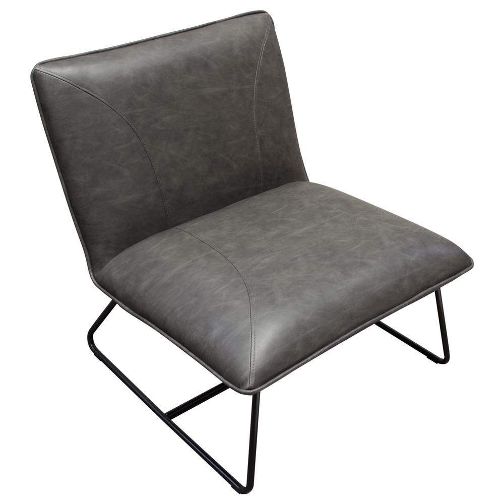 Jordan Armless Accent Chair in Grey Leatherette with Black Metal Base. Picture 23