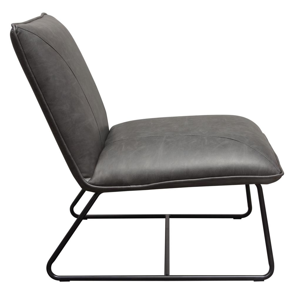 Jordan Armless Accent Chair in Grey Leatherette with Black Metal Base. Picture 29