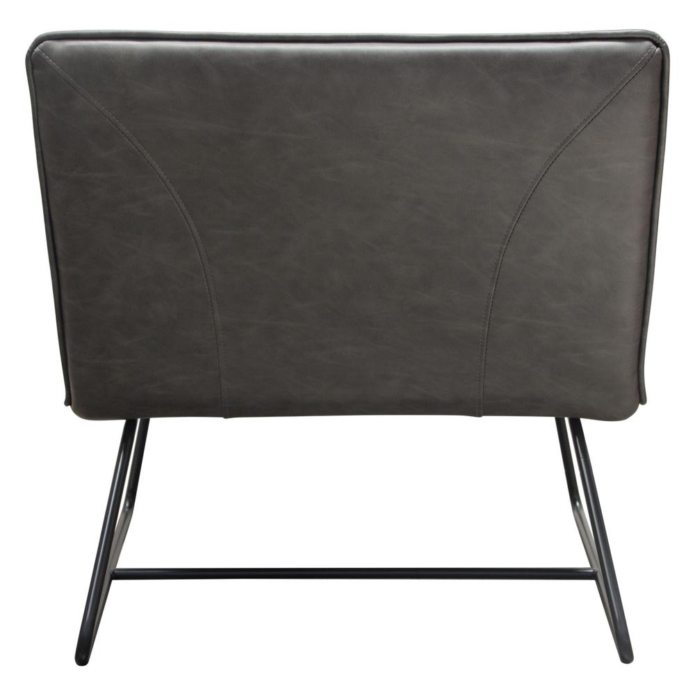 Jordan Armless Accent Chair in Grey Leatherette with Black Metal Base. Picture 18